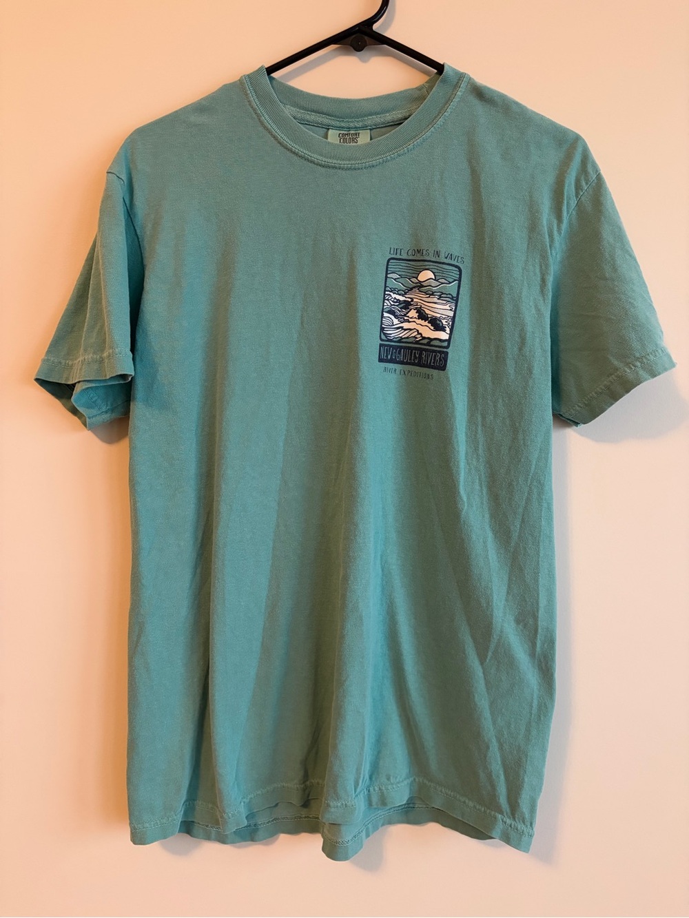 Comfort Colors Teal Graphic Short-Sleeve Tee with Coastal Patch Medium